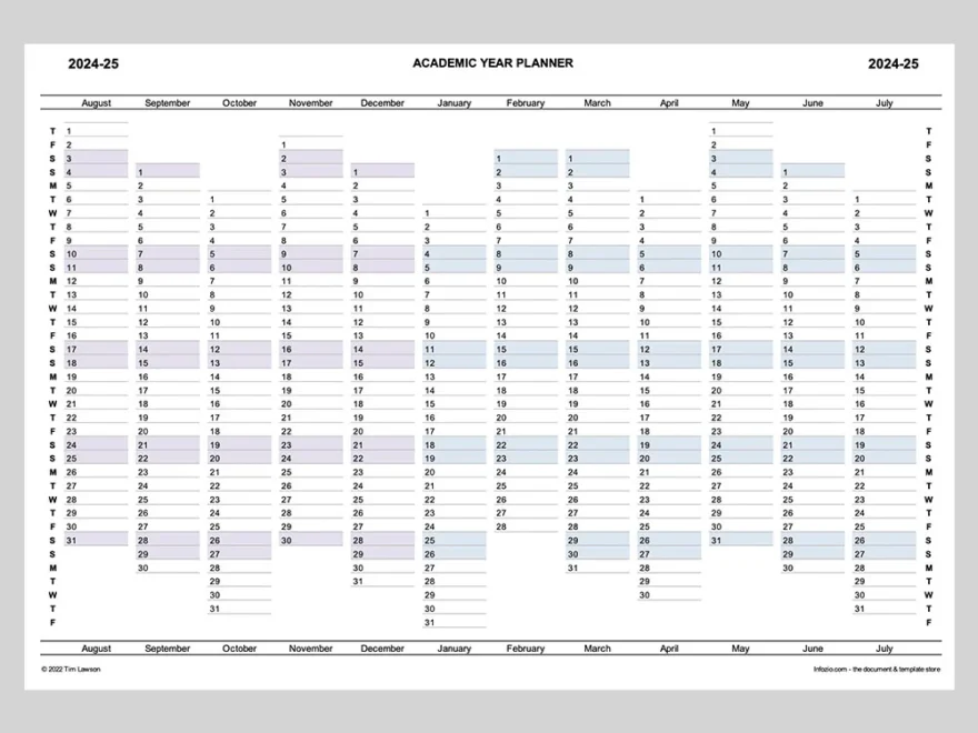 Academic Year Planner 2024 25 Printable A4 Or A3 Infozio