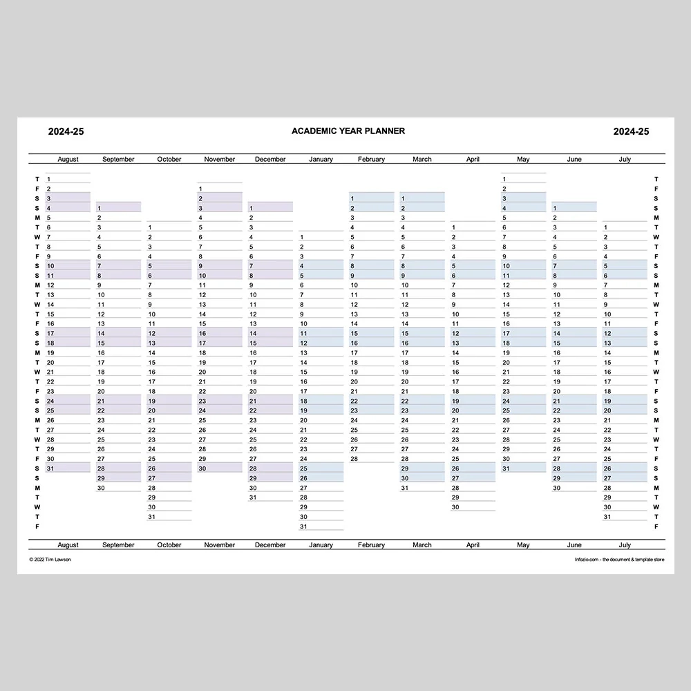 Academic Year Planner 2024 25 Printable A4 Or A3 Infozio