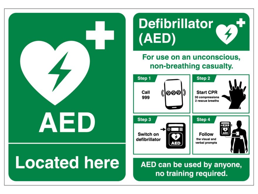 AED Located Here Defibrillator Poster SafetySigns4Less Worksheets Library
