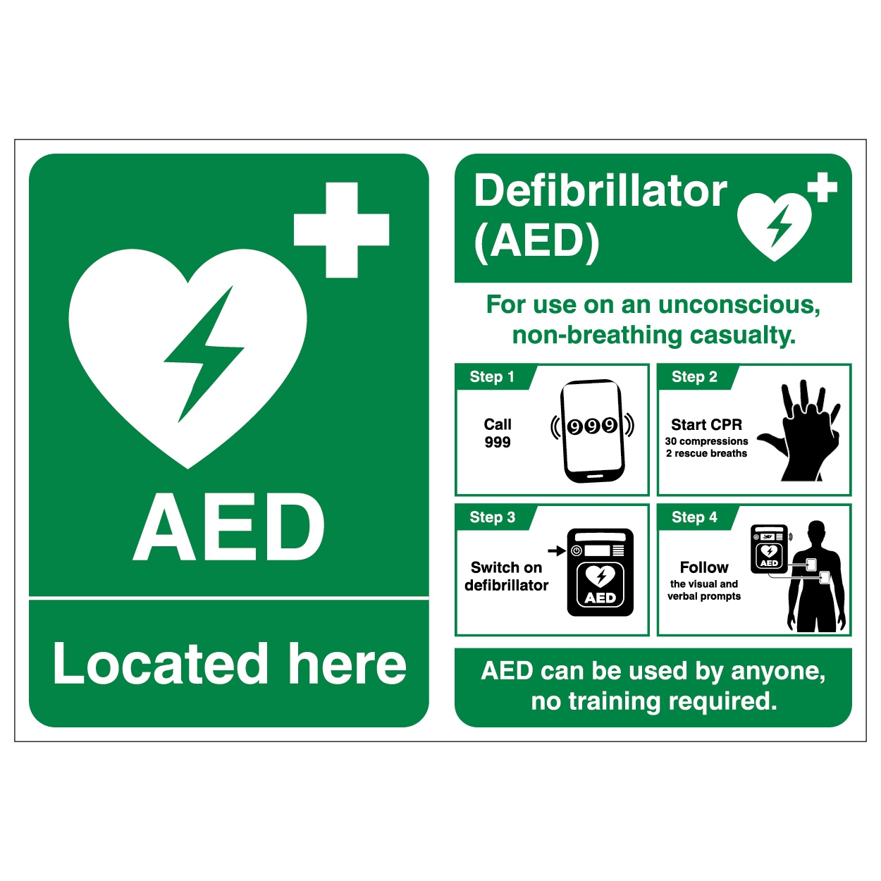 AED Located Here Defibrillator Poster SafetySigns4Less Worksheets Library