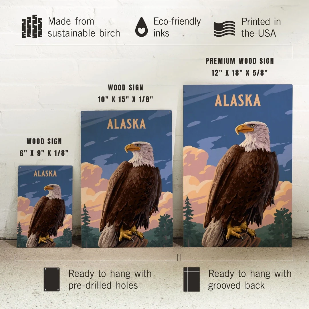 Alaska Painterly Bald Eagle Wood Signs And Postcards Lantern Press Alaska Painterly Bald Eagle Wood Signs And Postcards Lantern Press