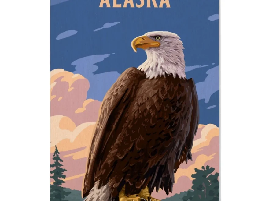 Alaska Painterly Bald Eagle Wood Signs And Postcards Lantern Press
