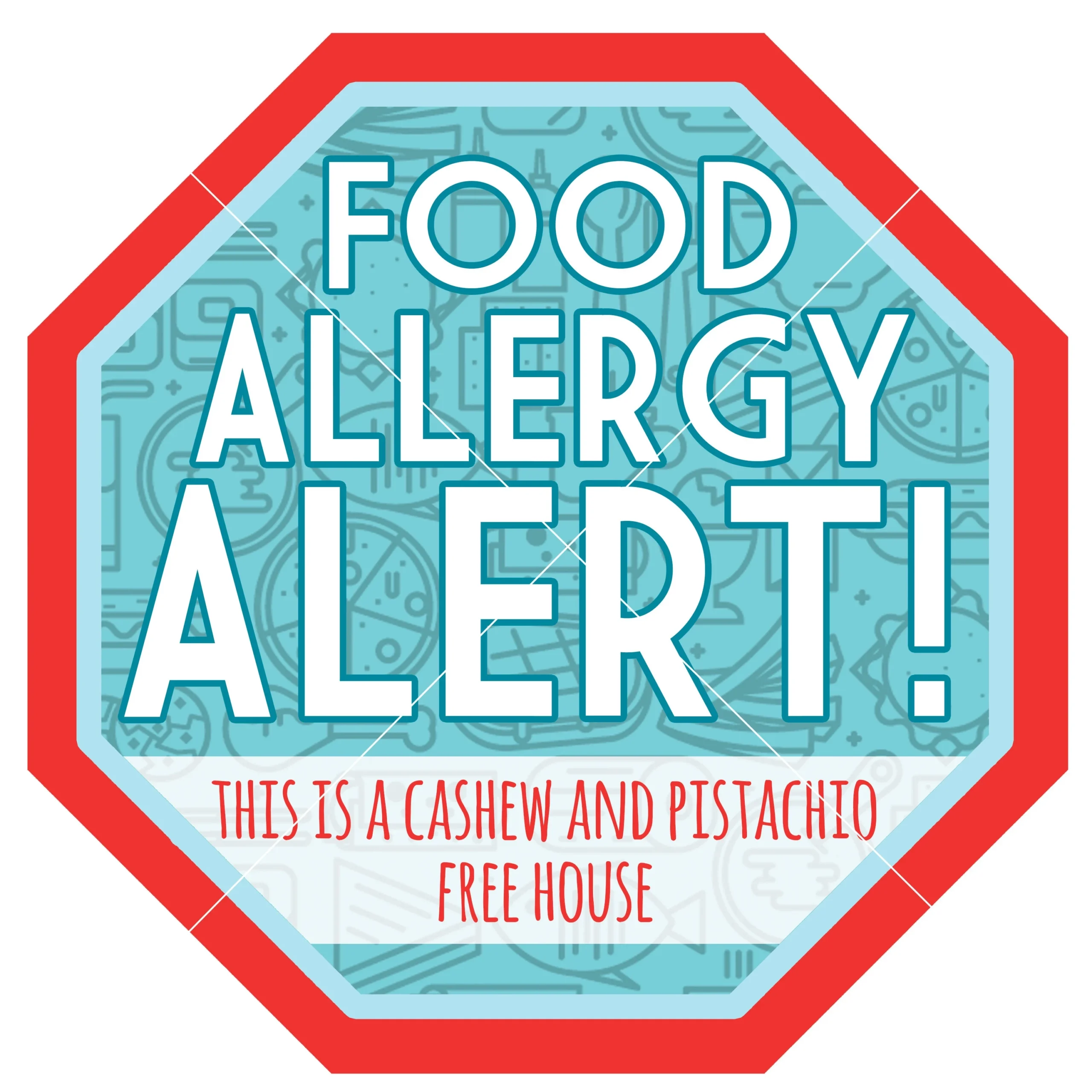 Allergy Alert Stop Sign PRINTABLE INSTANT DOWNLOAD Lunchbox Sign Car Seat Sign Stroller Sign Nut Allergy Food Allergy Sign Stop Sign Etsy