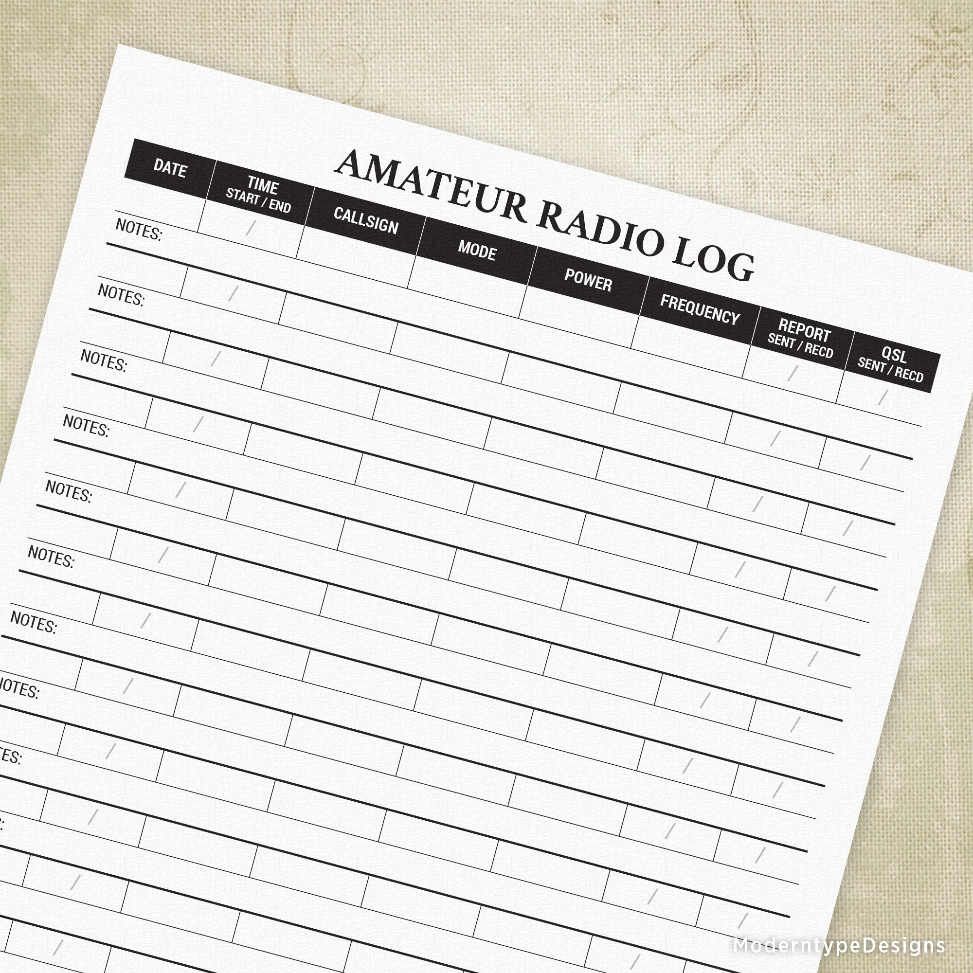 Amateur Radio Log Printable Amateur Radio Log Printable