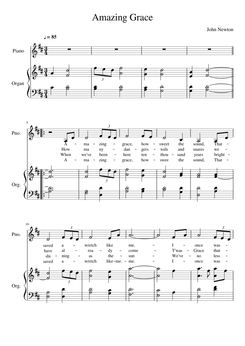 Printable Organ Sheet Music