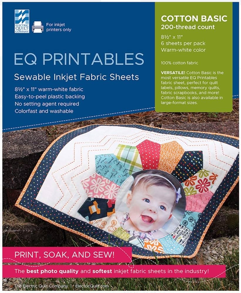 Amazon Electric Quilt EQCPFABRC Photo 6pc Printables Inkjet Fabric Sheet Off White Office Products