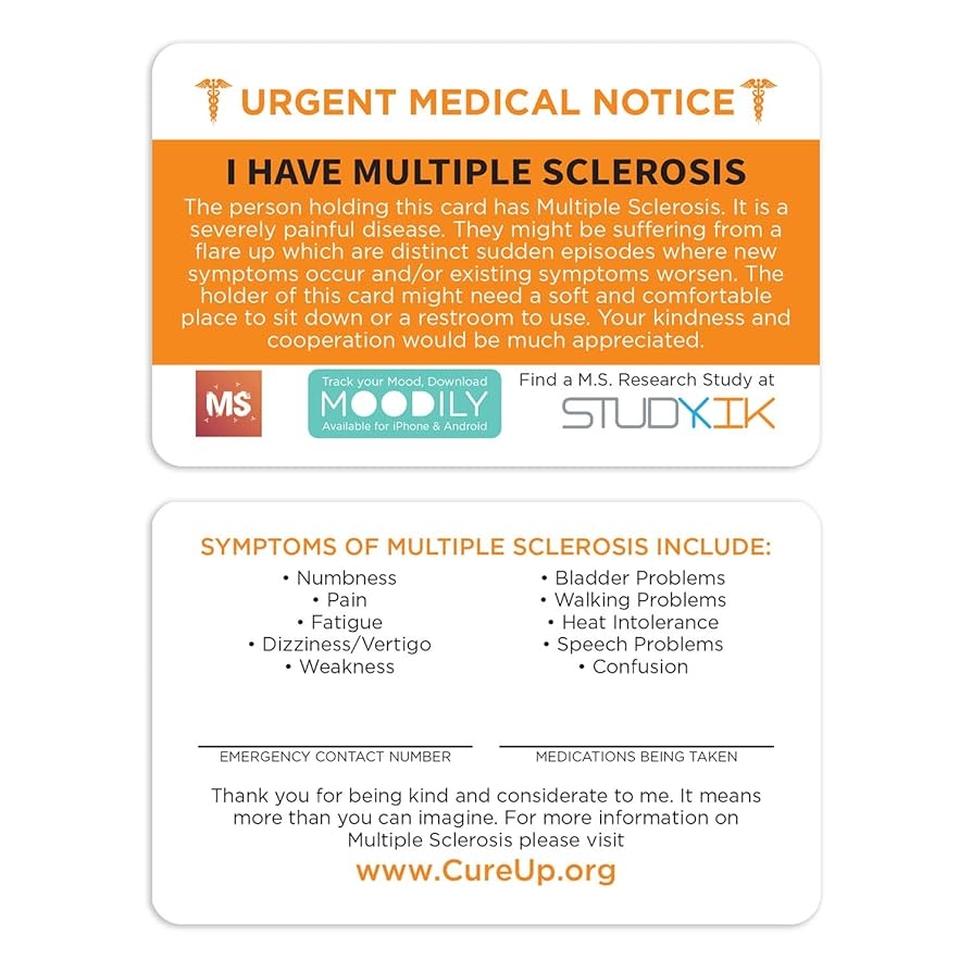 Multiple Sclerosis Symptoms Printable List