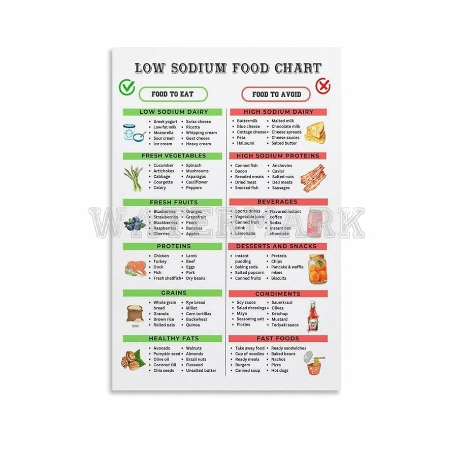 Printable Low Sodium Food Chart