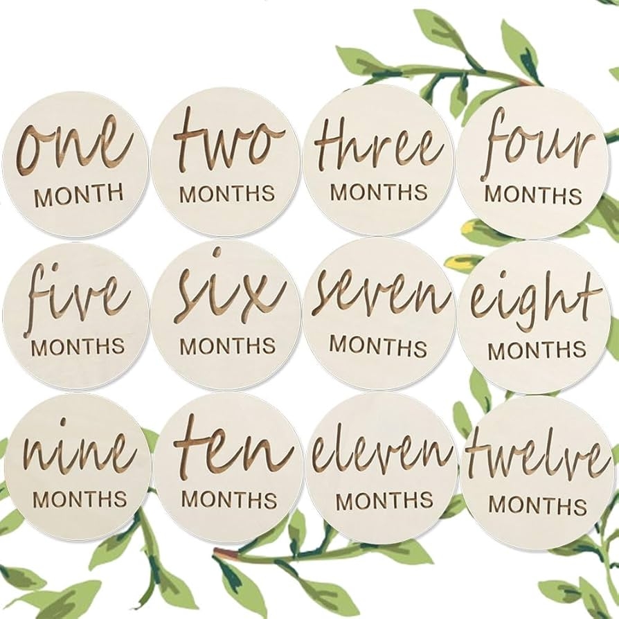 Amazon Wooden Baby Monthly Milestones For Newborn Baby 1 12 Months Baby Announcement Discs Pregnancy Baby Shower Gifts Wooden Milestone Discs Baby
