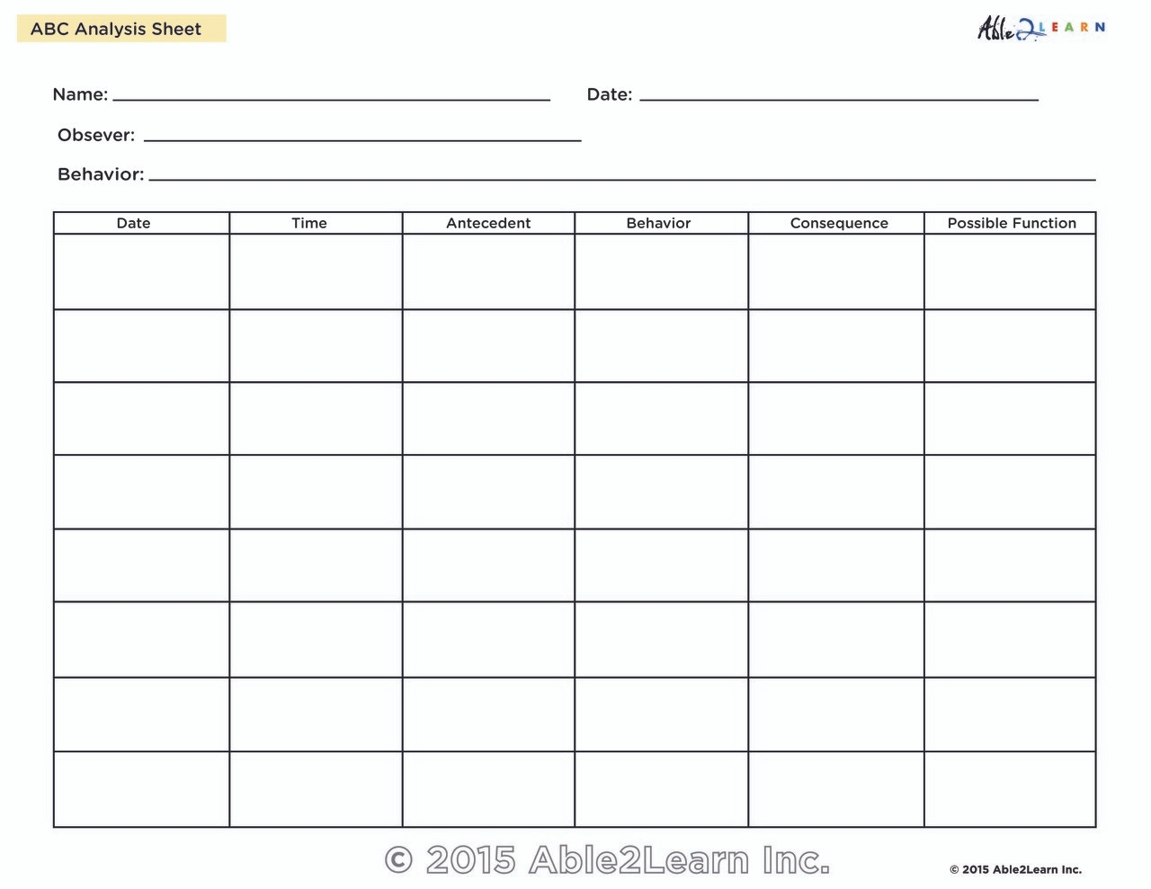 Abc Chart Behavior Printable