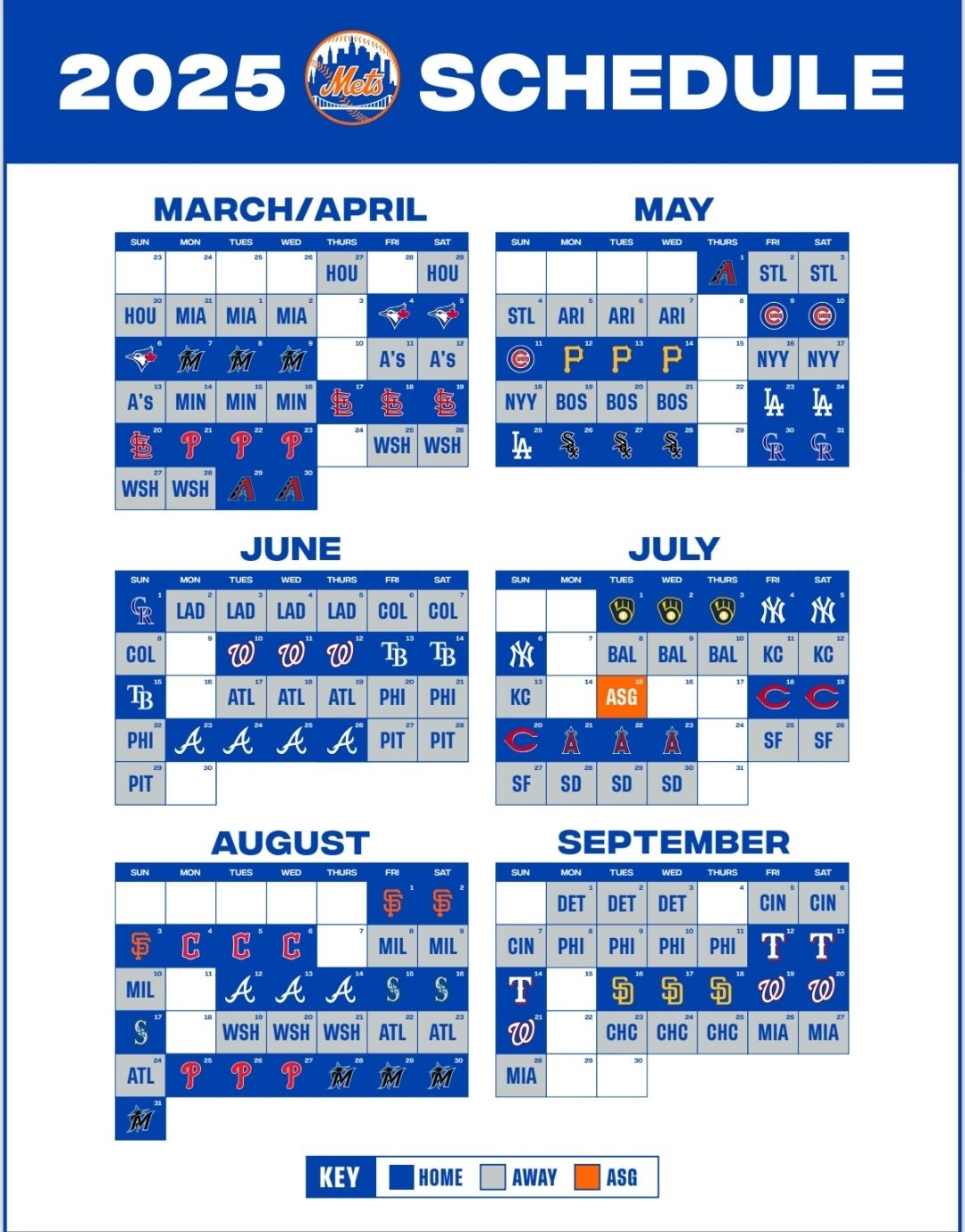 New York Mets Printable Schedule