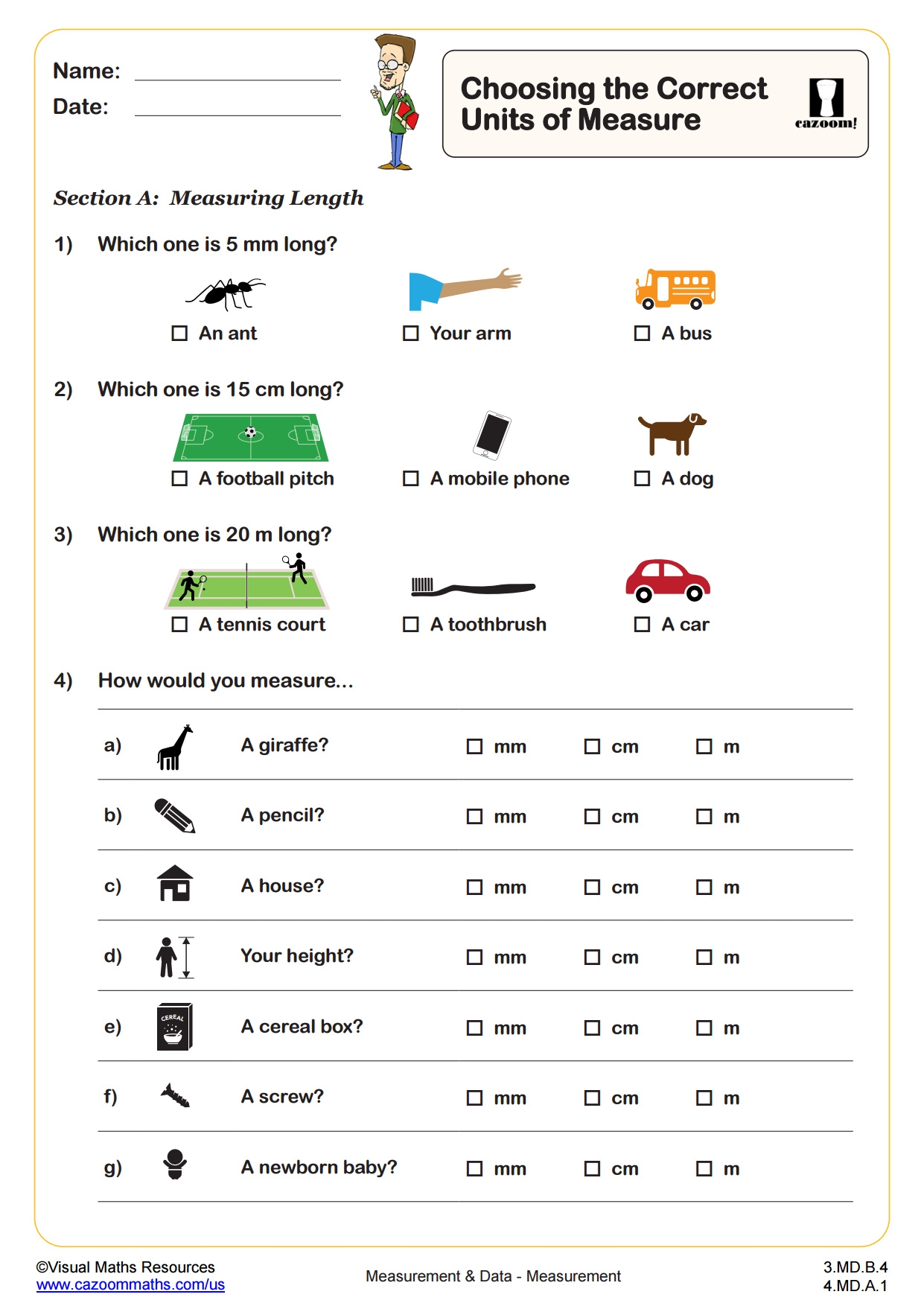 Appropriate Units Of Measure Worksheet Grade 1 TeacherVision Worksheets Library