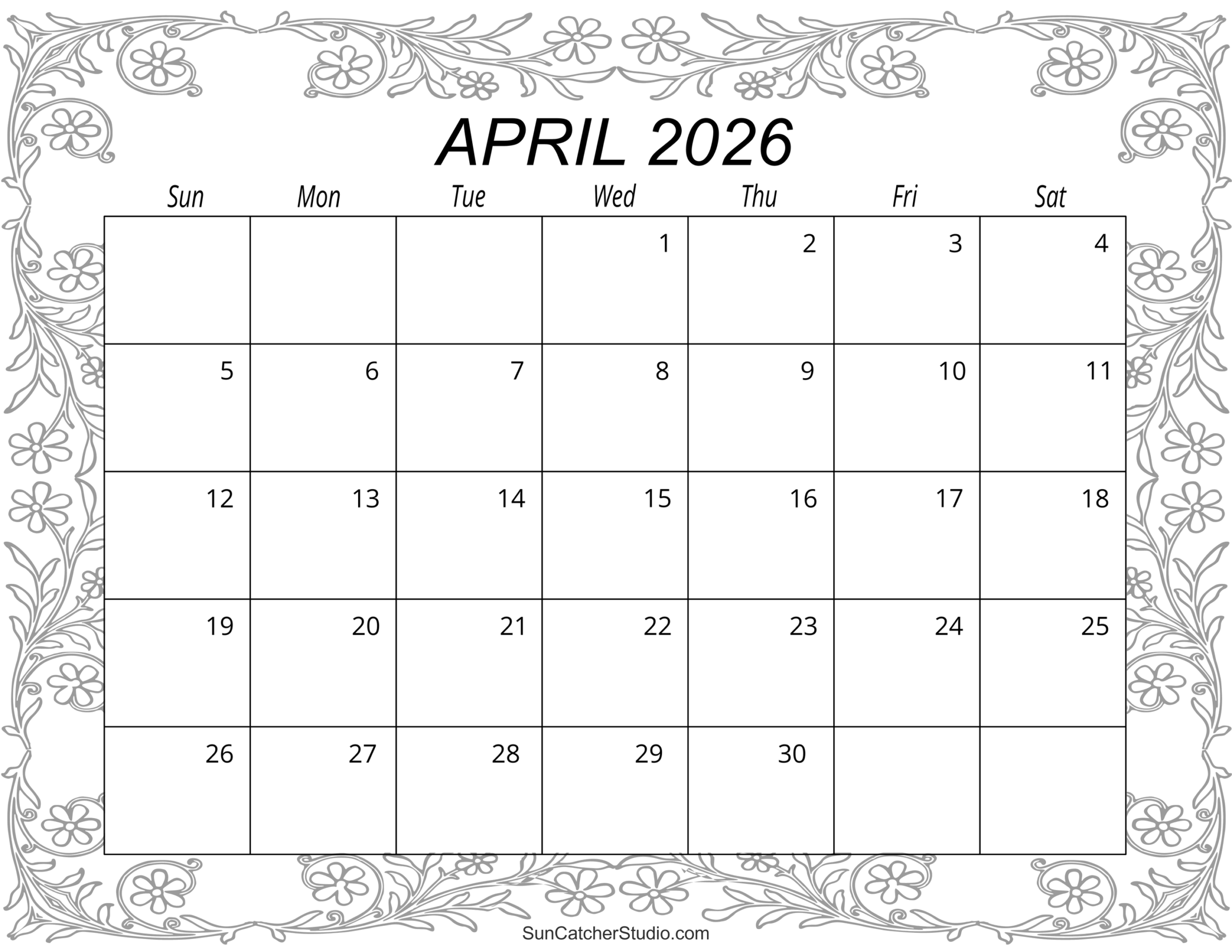 Printable April 2026 Calendar Planner Printable April 2026 Calendar Planner