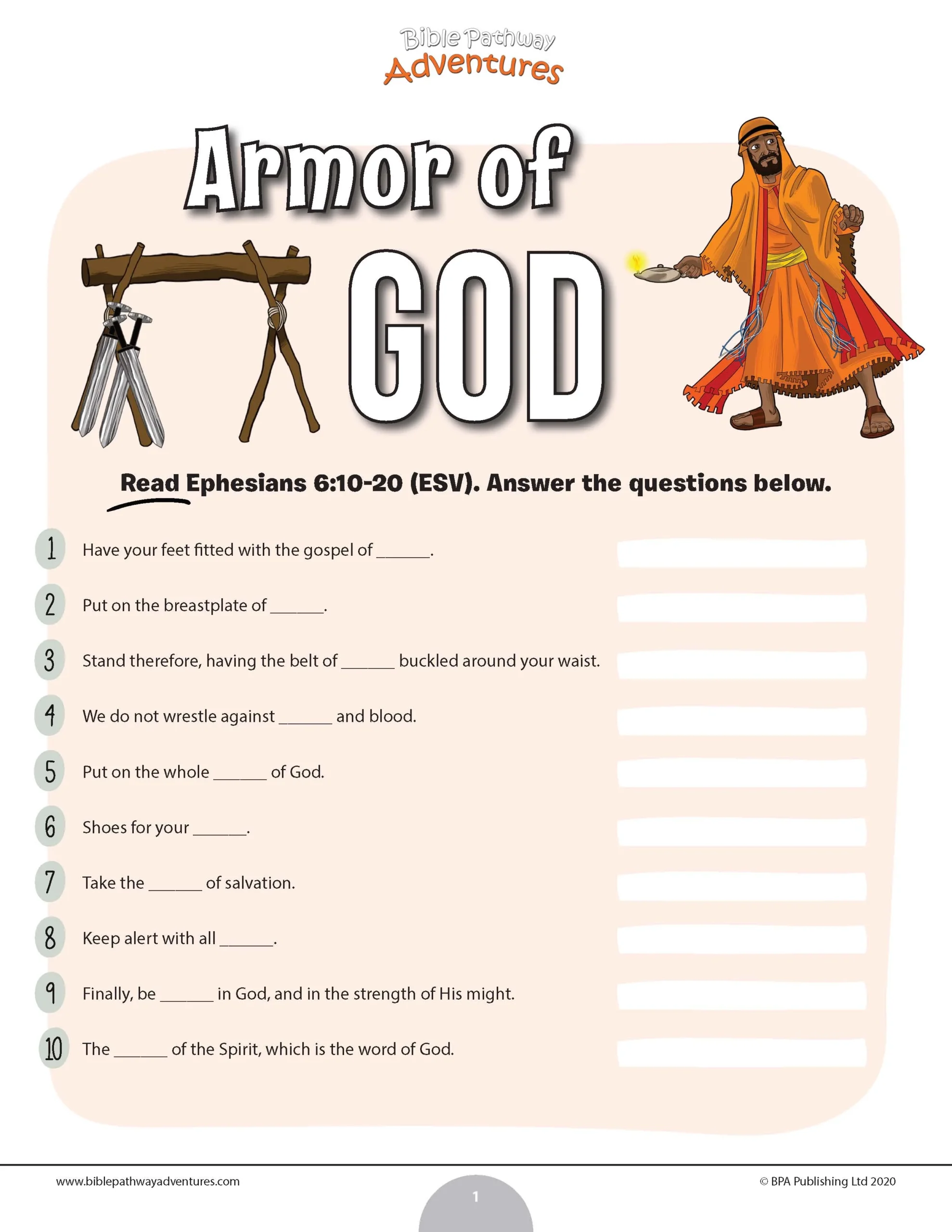 Armor Of God Quiz PDF Bible Pathway Adventures