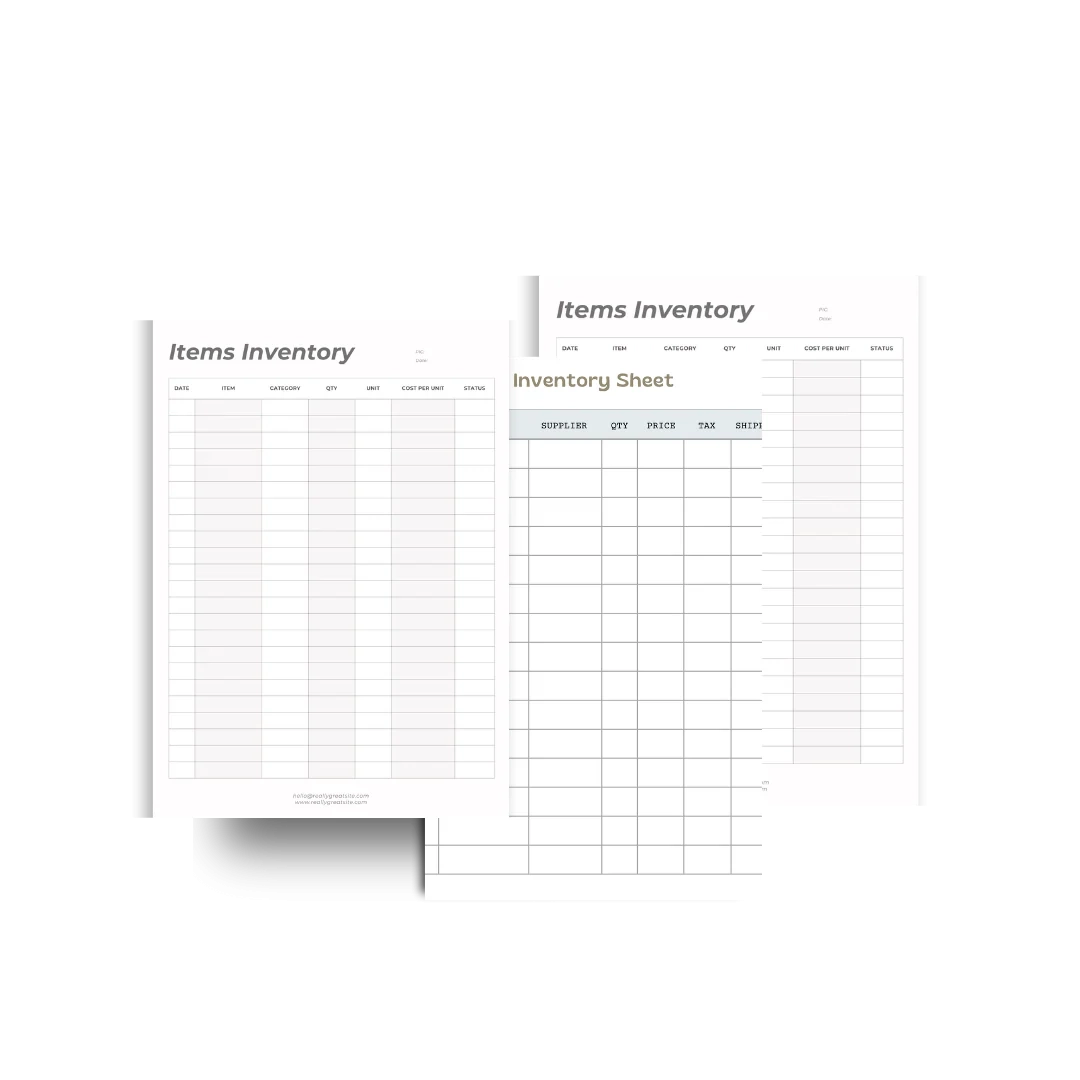 Artist Inventory Sheet Free Printable