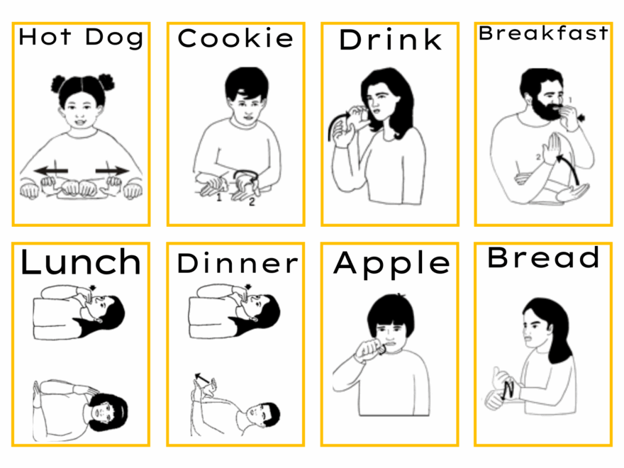 ASL Food Flashcards B W Color Boarders Made By Teachers