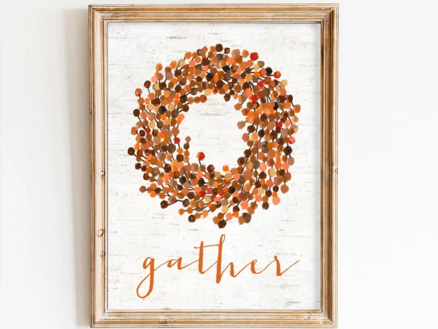 Autumn Gather Wreath Art Print Paper House Print Shop