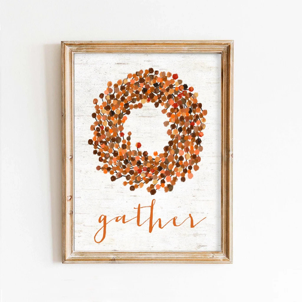 Autumn Gather Wreath Art Print Paper House Print Shop