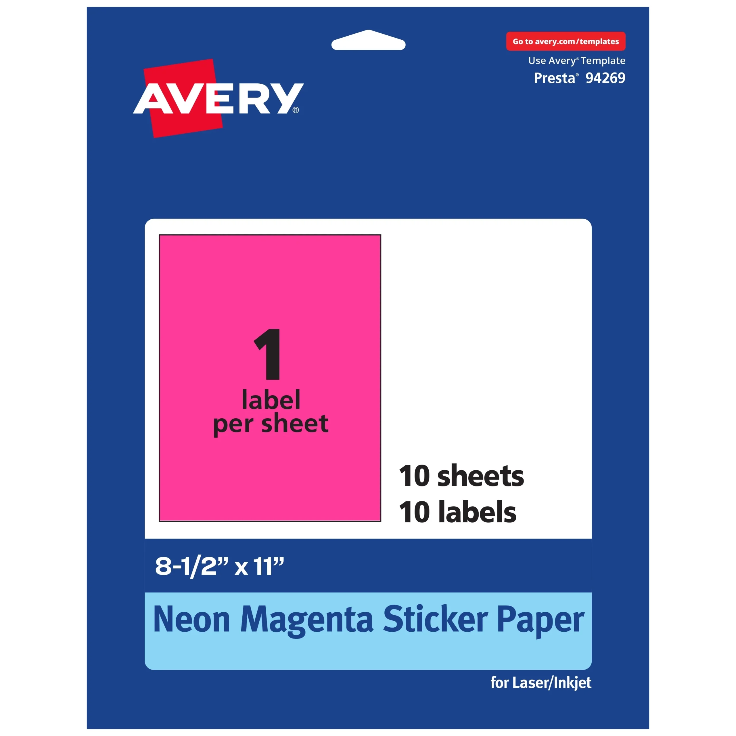 Avery Printable Sticker Paper Neon Magenta 8 5 X 11 80ct Walmart