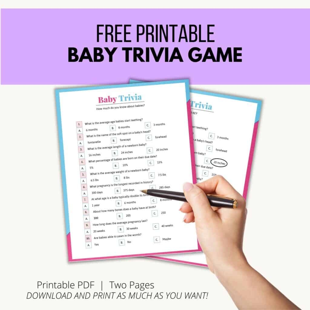 Baby Trivia Game Free Printable Add A Little Adventure