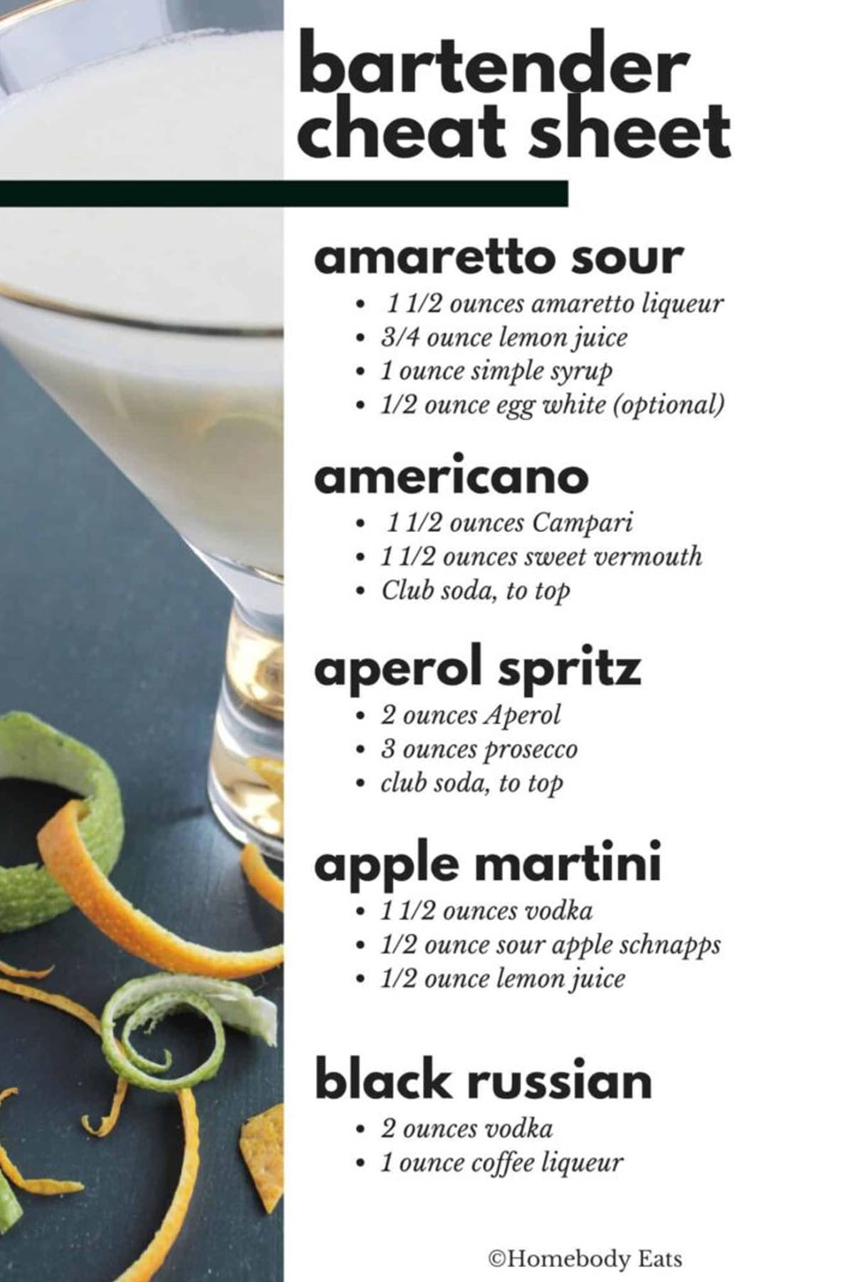List Of Cocktail Recipes Printable
