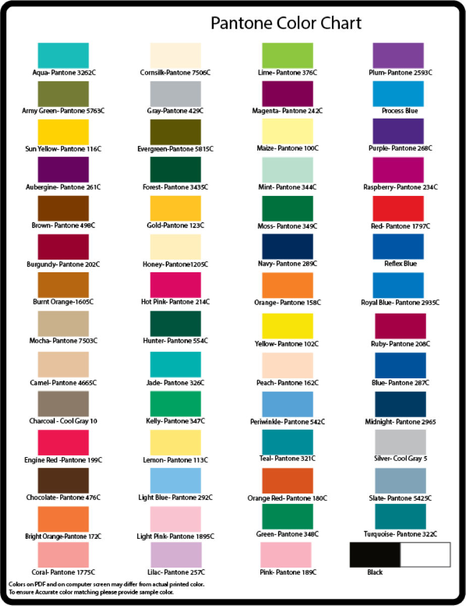 Basic Pantone Color Chart Atkins Curling Supplies Promo