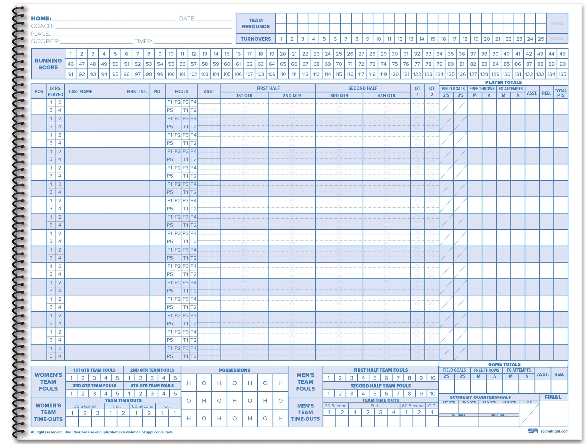 Printable Basketball Scoring Sheet Printable Basketball Scoring Sheet