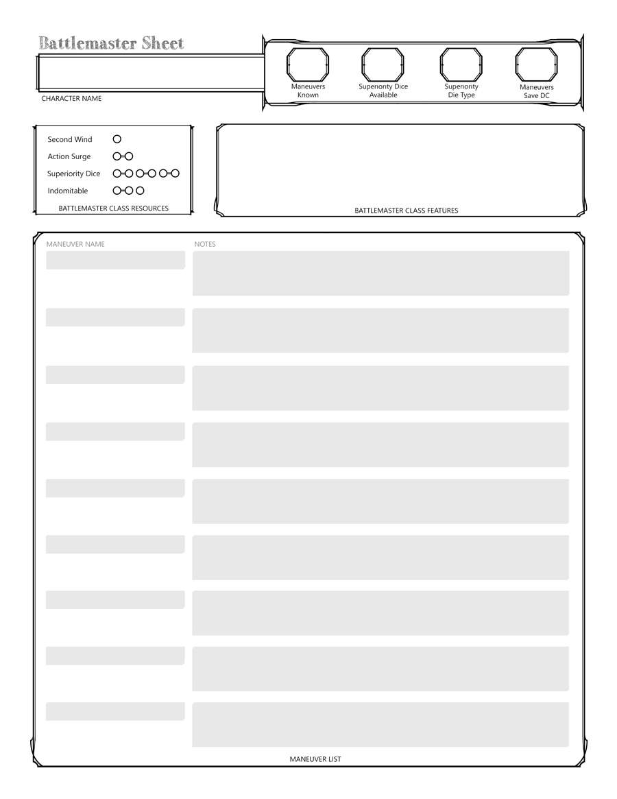 Battlemaster Maneuver Reference Sheet Dungeon Masters Guild Dungeon Masters Guild