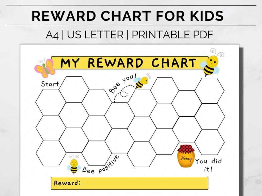 Bee Reward Chart Printable Bee Behavior Chart Kids Routine Sticker Chart Daily Chore Chart Bee Reward Chore Chart Etsy