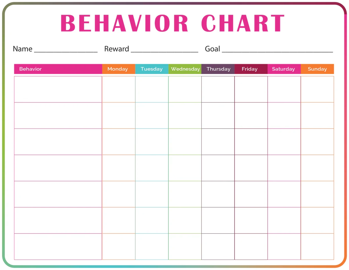 Free Printable Behavior Charts For Kindergarten