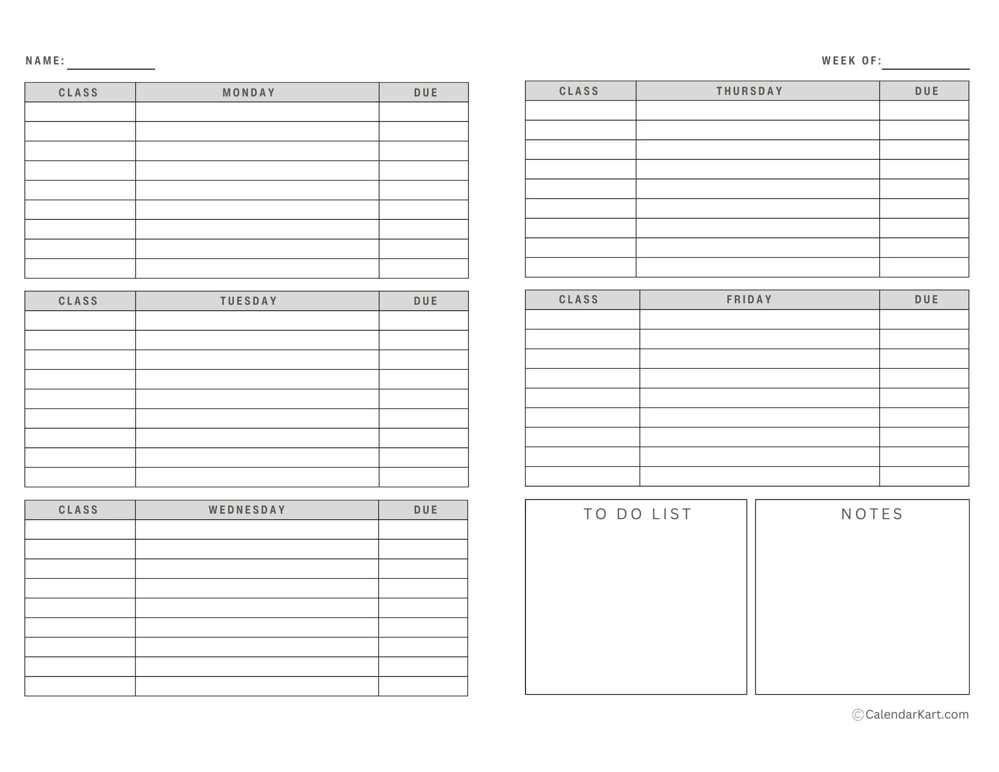 Half Size Student Planner Printables Free