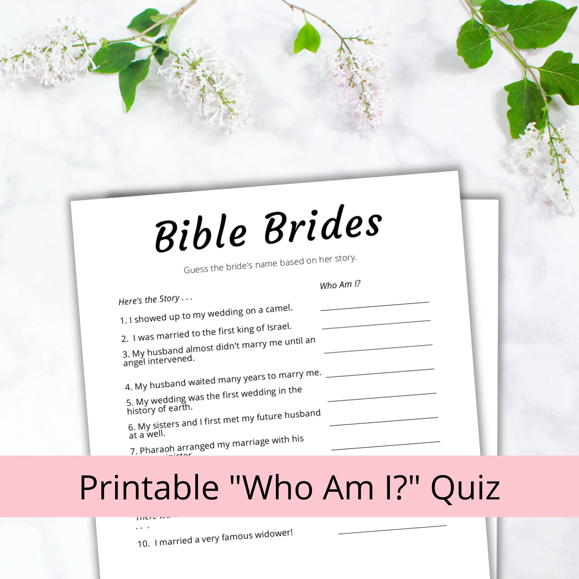 Bible Brides Quiz Bridal Shower Printables minimalist PDF Letter Size 8 5x11 Etsy