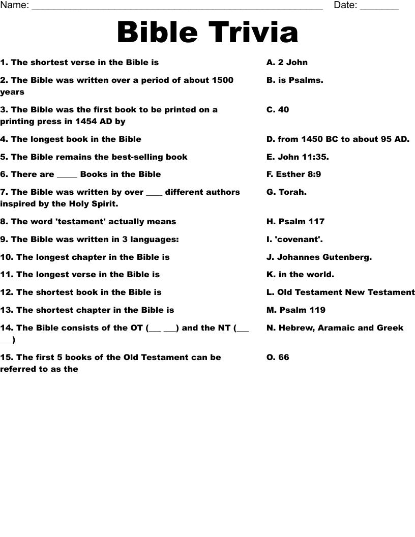 Bible Trivia Questions For Adults Printable