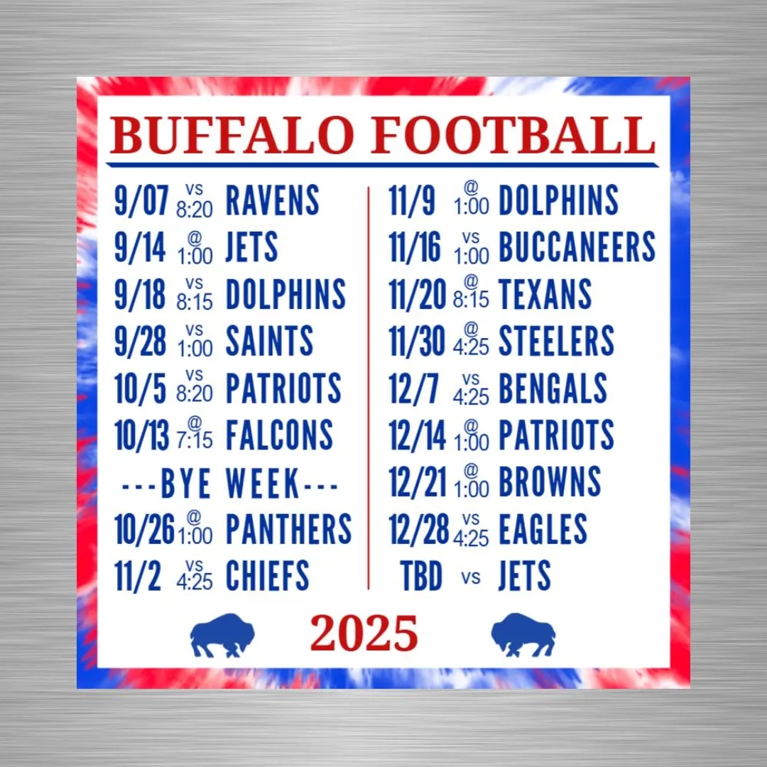 Bills Schedule 2026 Printable