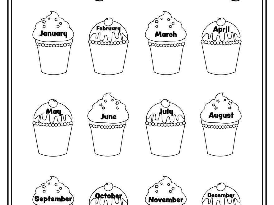 Birthday Cupcake Outlines 10 Free PDF Printables Printablee