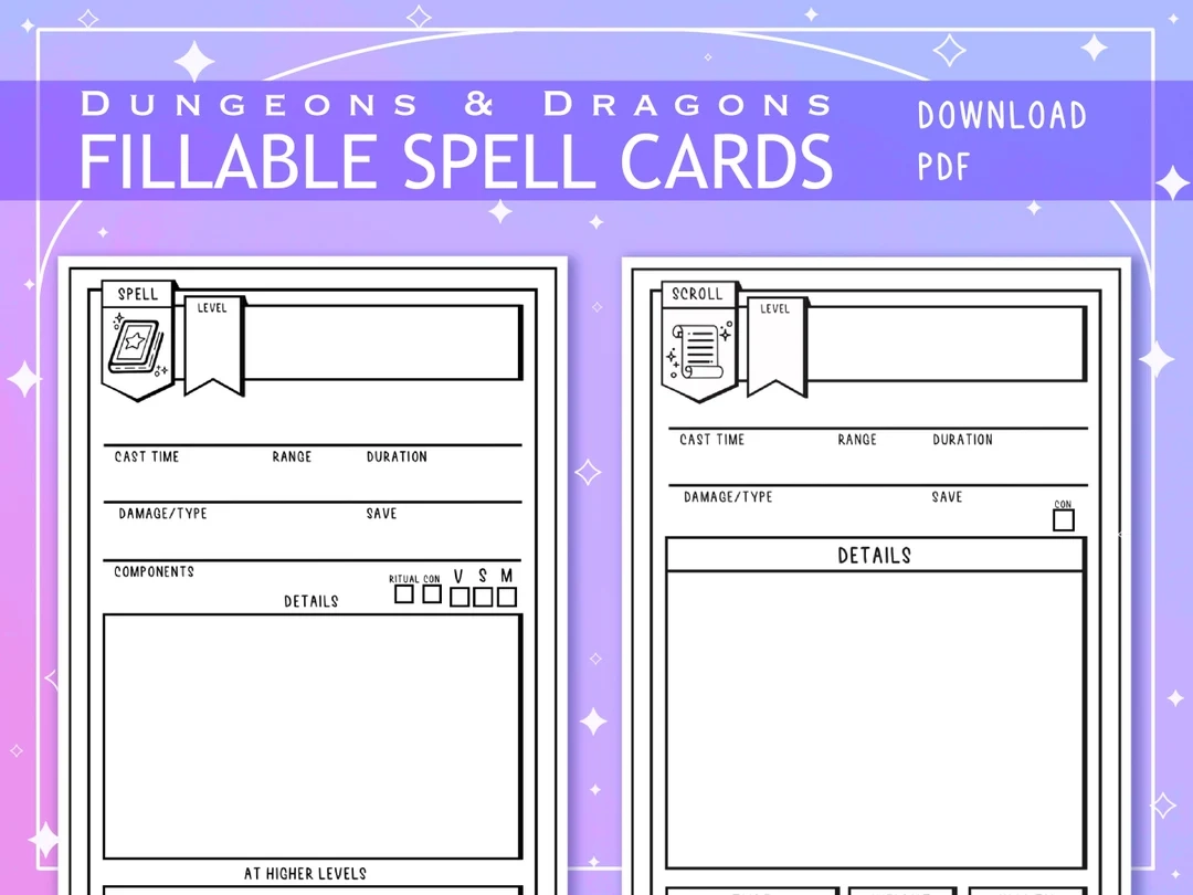 D&D 3.5 Blank Printable Spell List