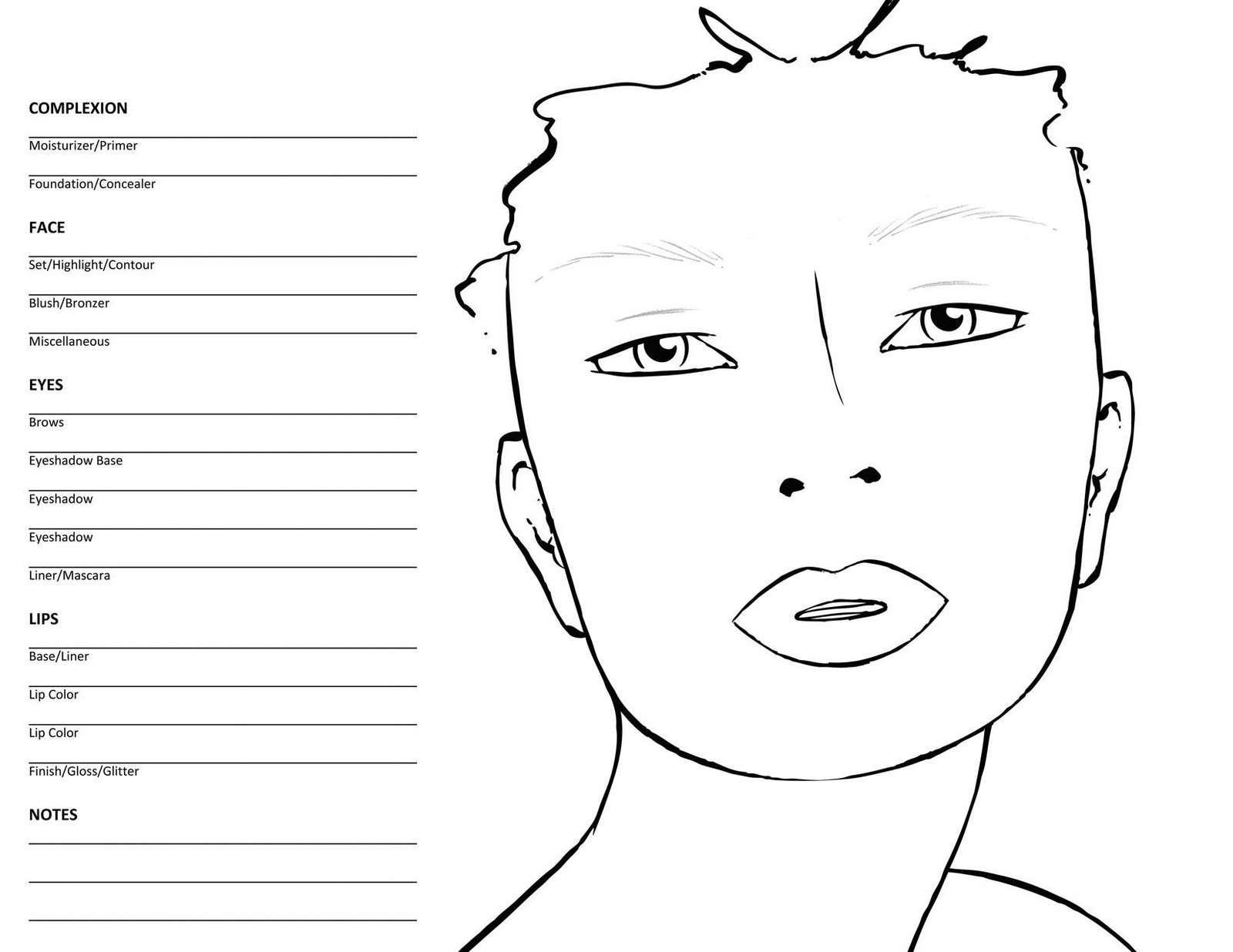 Blank Makeup Face Chart Free Clipart 1394525 Clipart Library