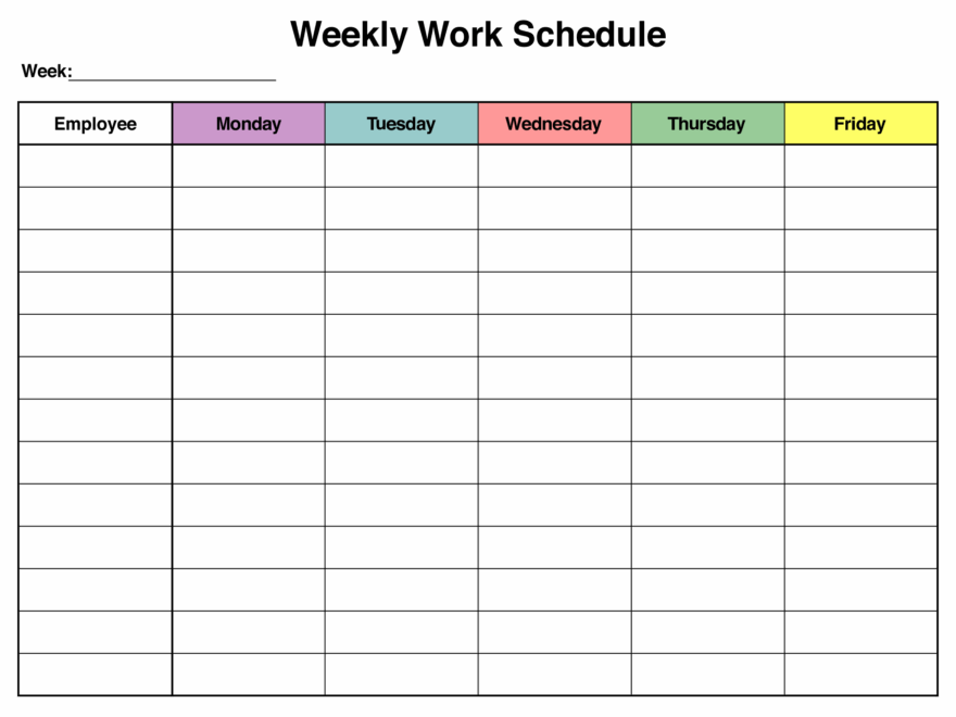 Blank Monthly Work Schedule Template