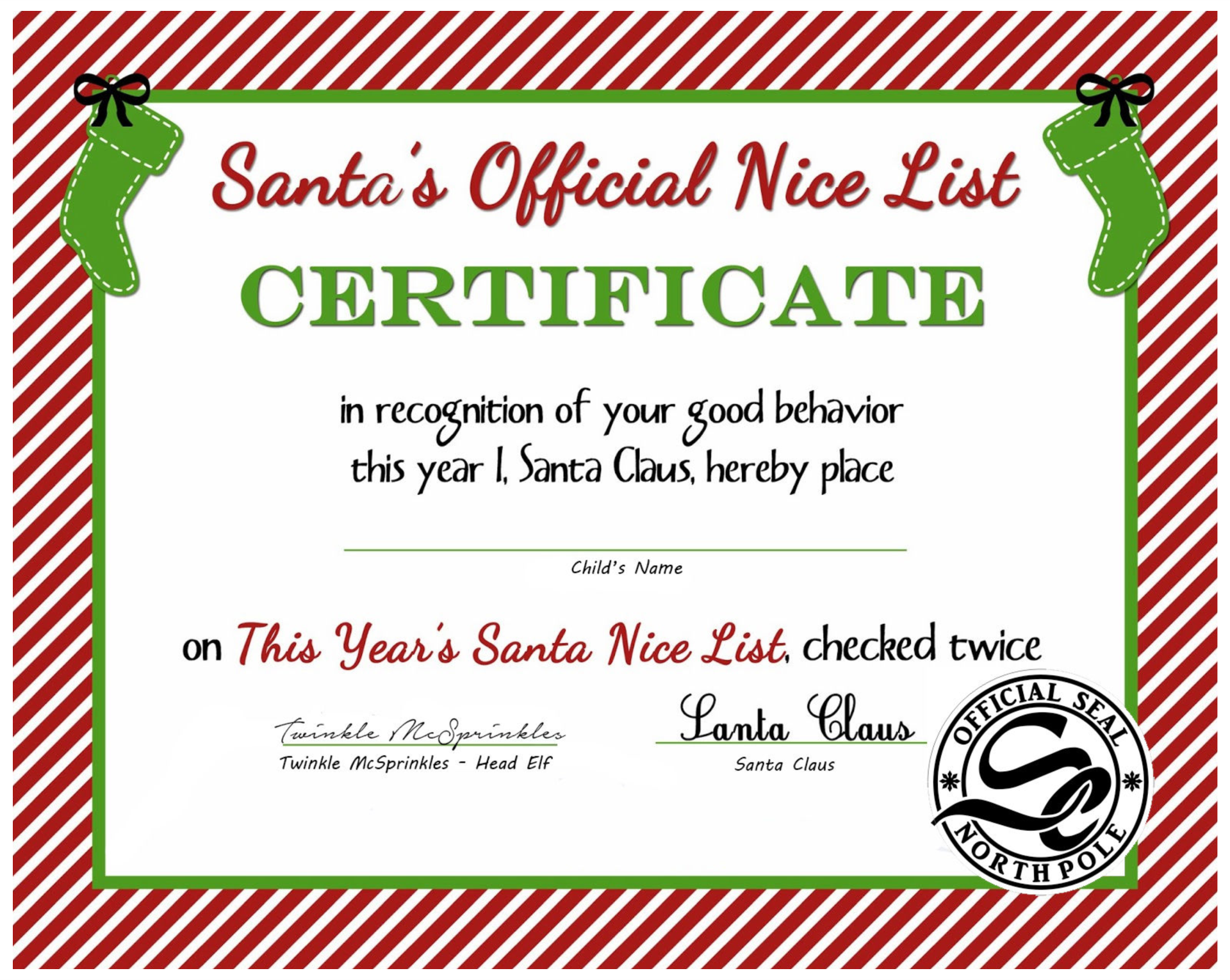Blank Nice List Certificate 10 Free PDF Printables Printablee