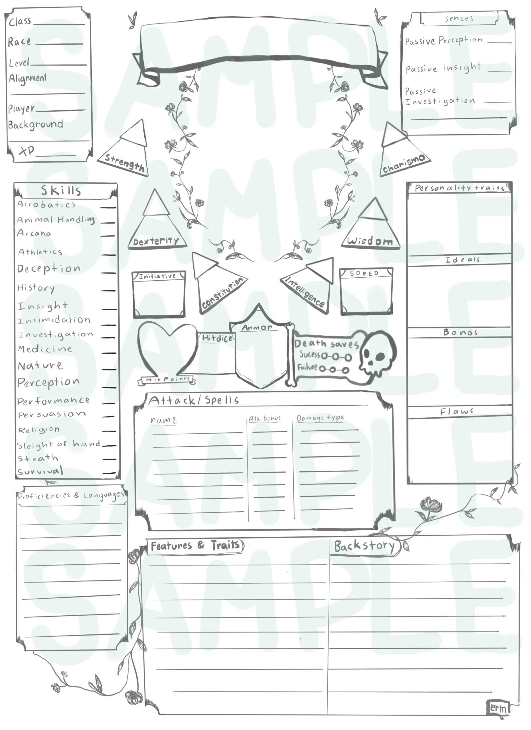 Blank Printable Dnd Character Sheet