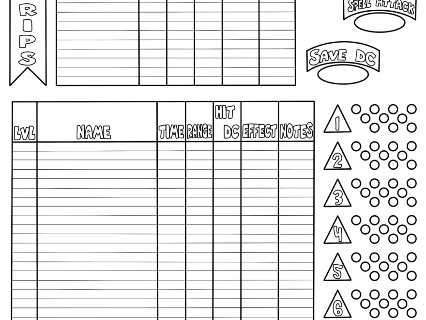 Blank Spell Sheet Etsy