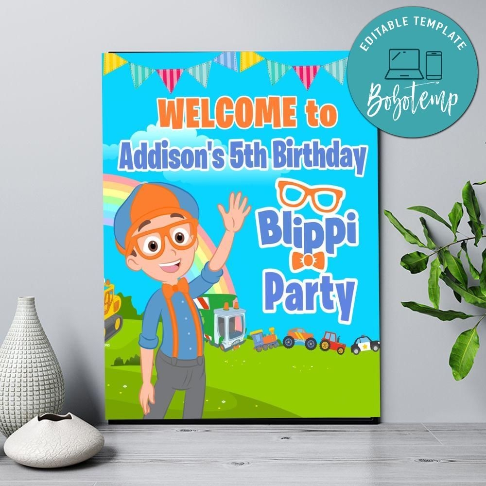 Blippi Birthday Welcome Sign Digital File Printable DIY Bobotemp