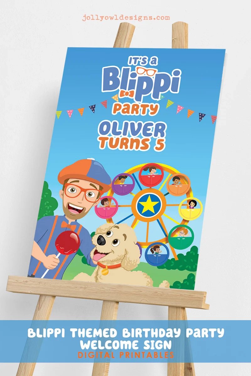 BLIPPI Themed Birthday Party Digital Printable Welcome Sign Jolly Owl Designs