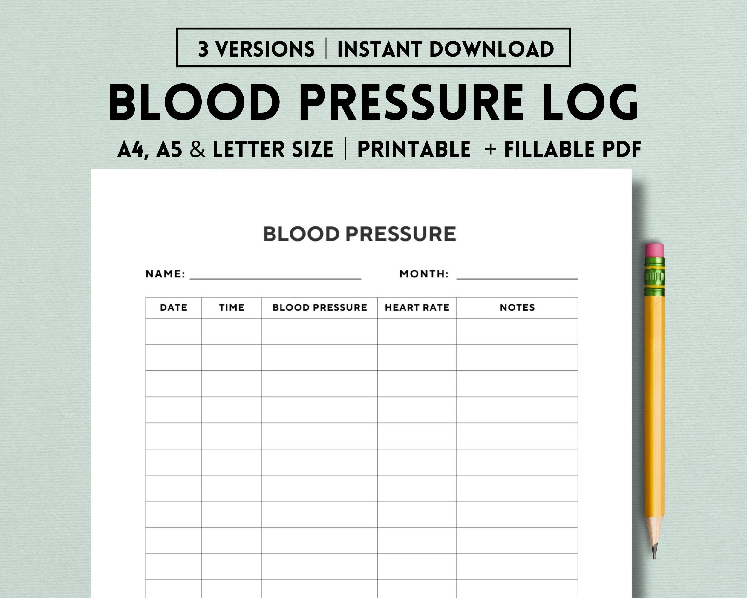 Orthostatic Blood Pressure Chart Blank Printable
