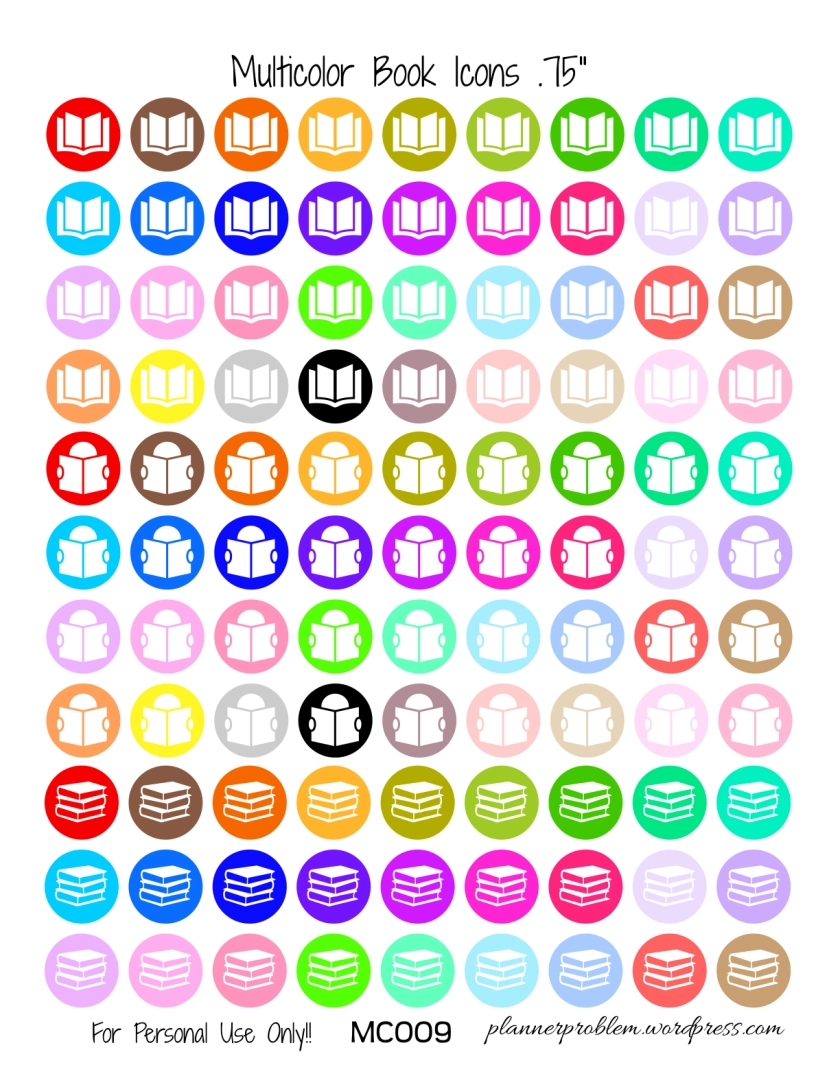 Book Icons Free Printable Planner Stickers PlannerProblem