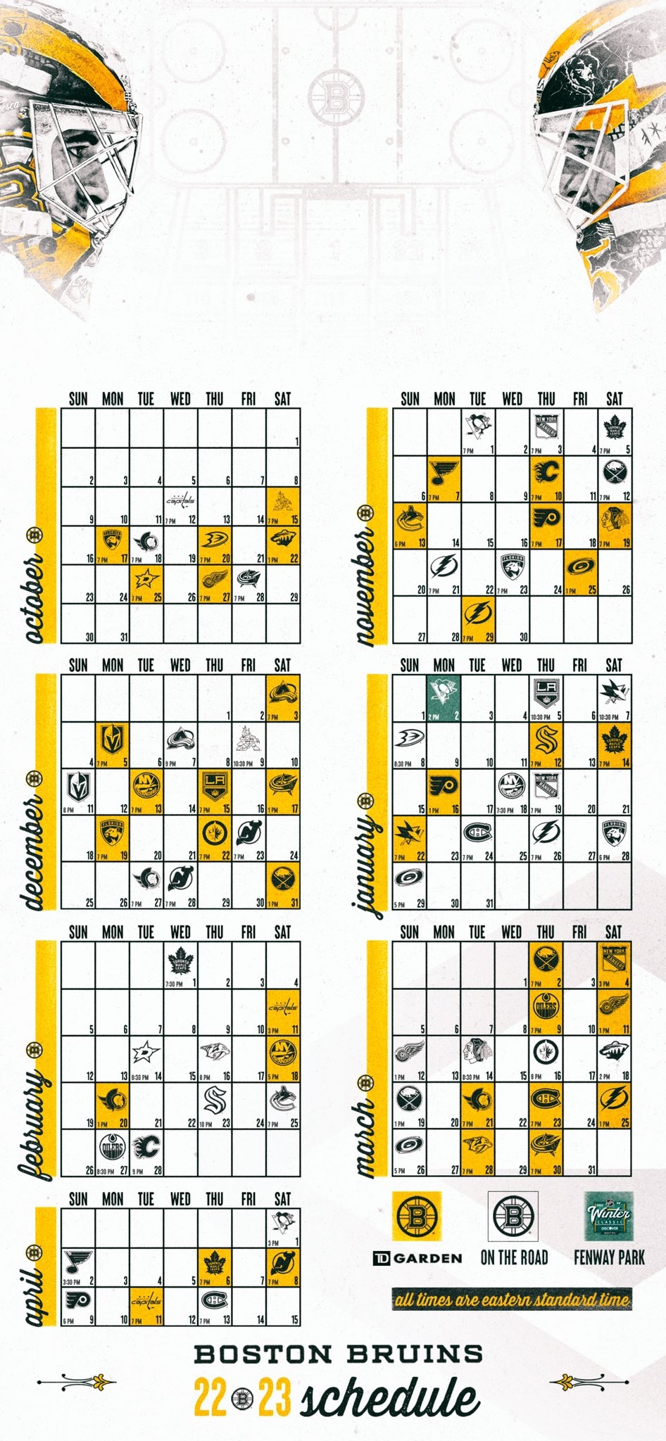 Boston Bruins Schedule Printable