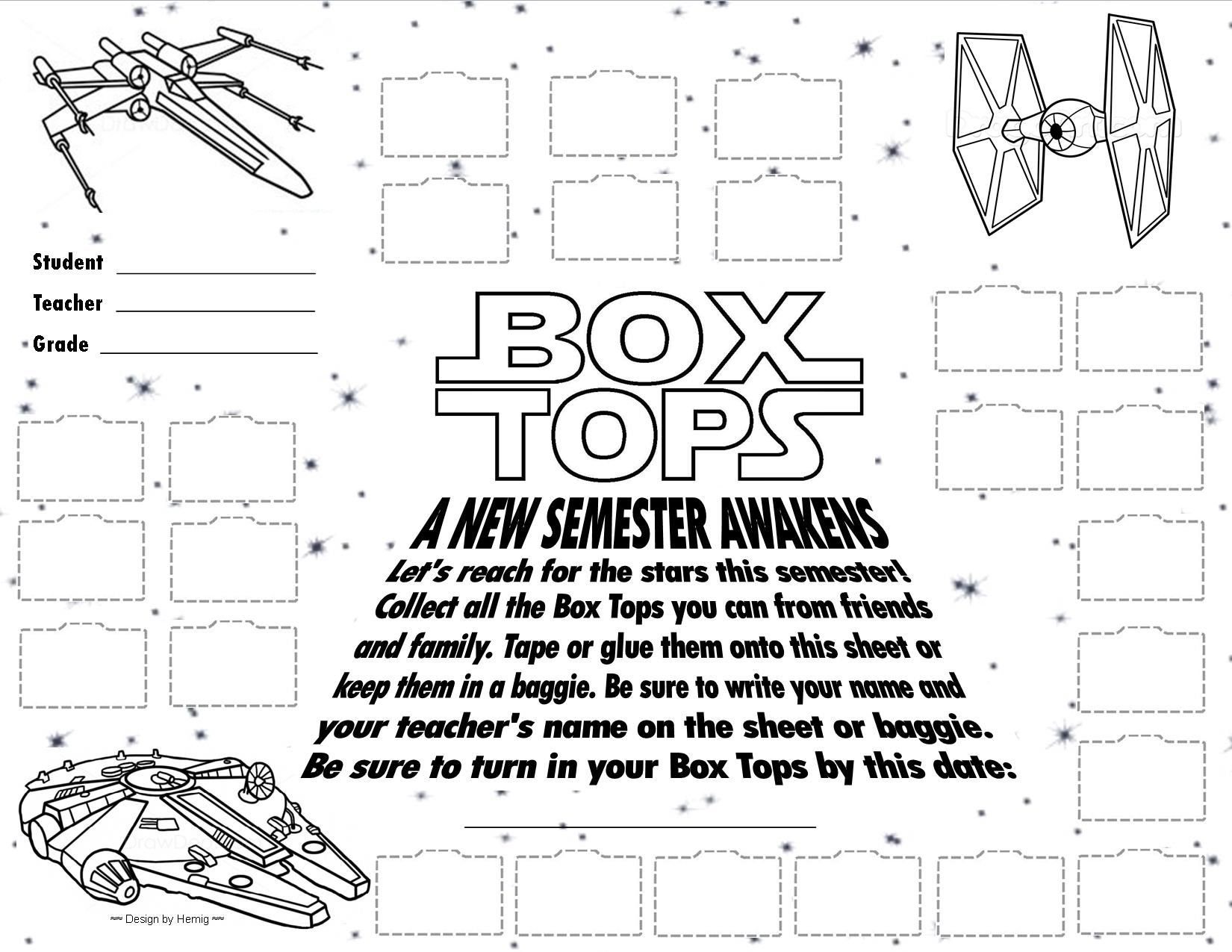 Boxtops For Education Printable Sheets