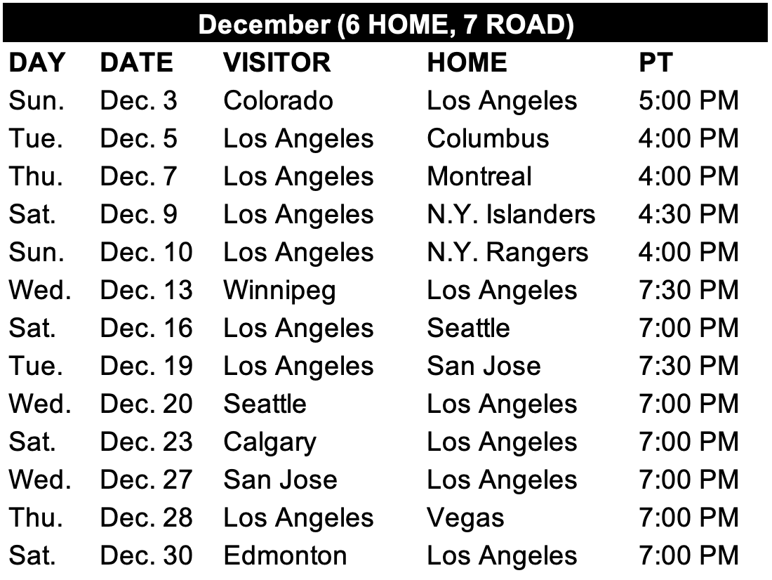 Printable Los Angeles Kings Schedule Printable Los Angeles Kings Schedule