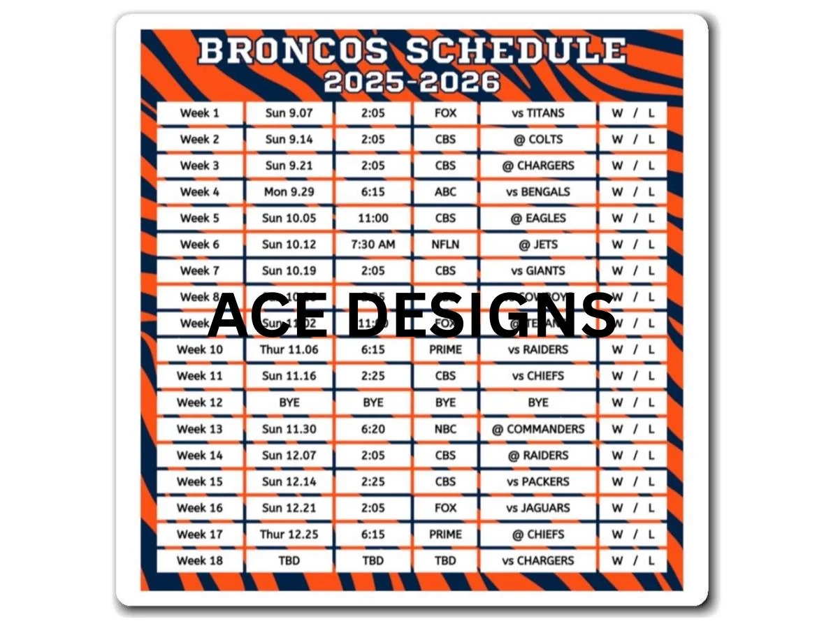 Bronco Football Schedule Etsy