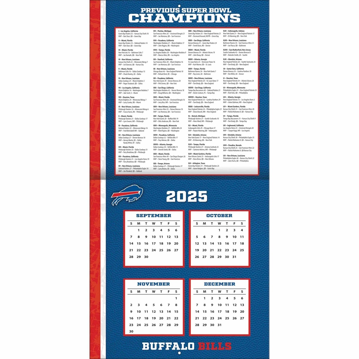 Buffalo Bills NFL Calendar 2026